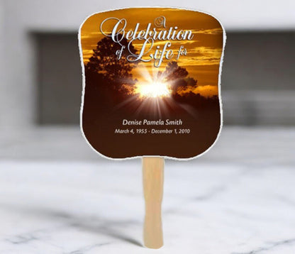 Renewal Cardstock Memorial Fan With Wooden Handle (Pack of 10) - The Funeral Program Site