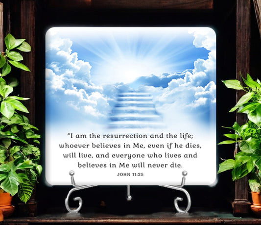 Resurrection and The Life Bible Verse Plaque - The Funeral Program Site