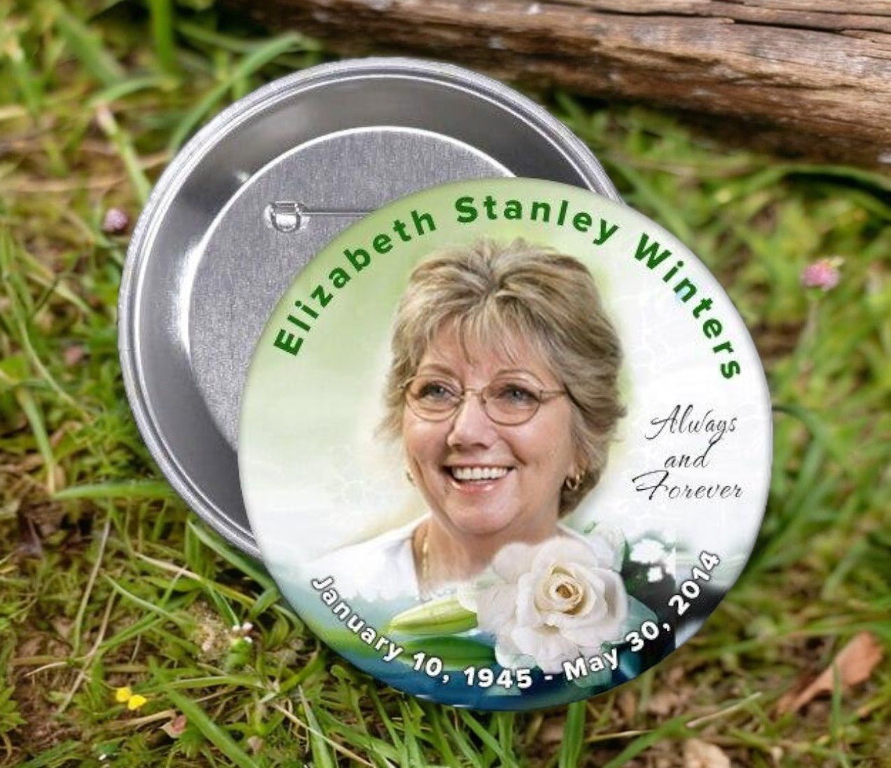 Rose Divine Memorial Button Pin (Pack of 10) - The Funeral Program Site