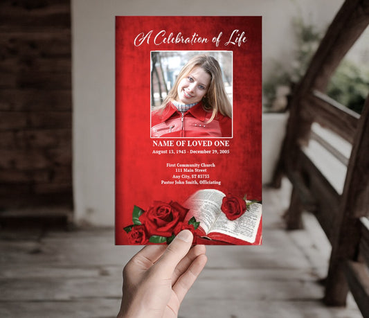 Rose Bible Funeral Program Template