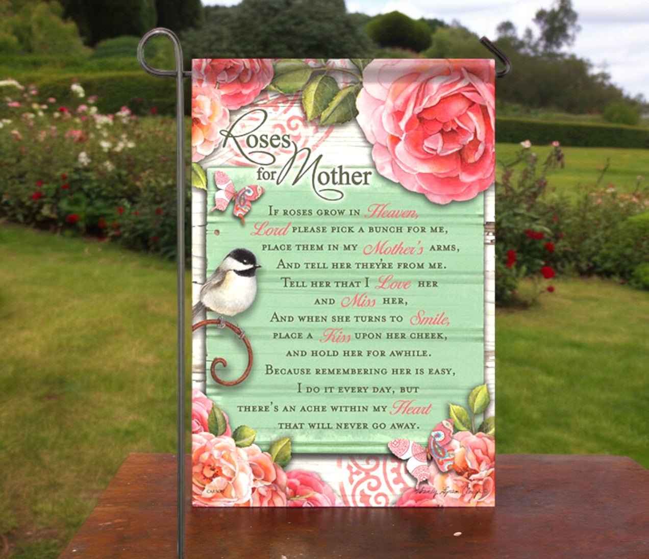 Roses For Mother Garden or Cemetery Flag - The Funeral Program Site