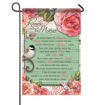 Roses For Mother Garden or Cemetery Flag - The Funeral Program Site