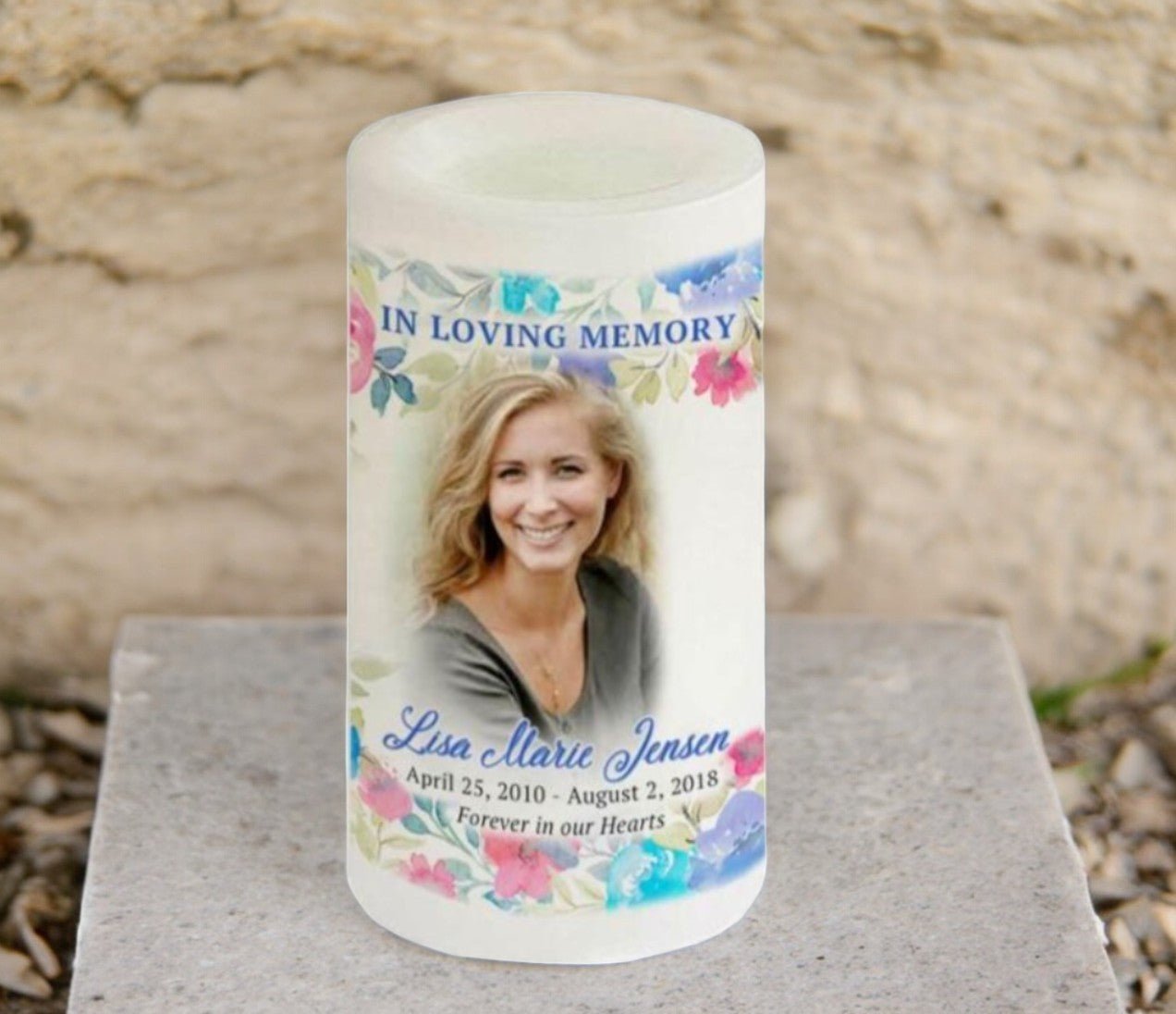 Rosie Personalized Flameless LED Memorial Candle - The Funeral Program Site