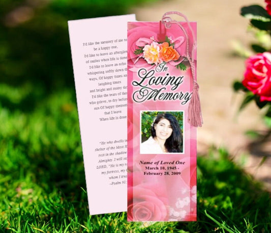 Rosy Memorial Bookmark Template - The Funeral Program Site