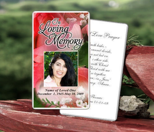 Rosy Prayer Card Template - The Funeral Program Site