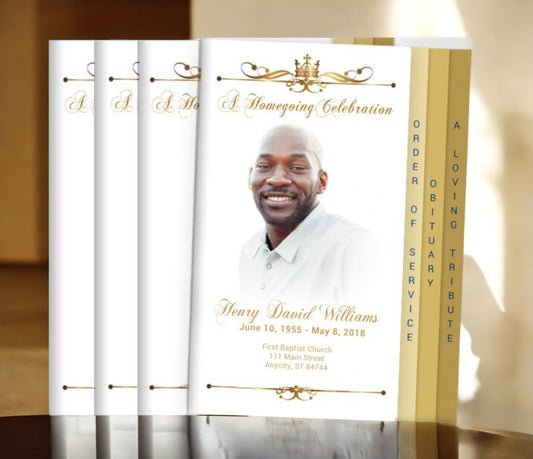 Royalty 8-Sided Graduated Funeral Program Design & Print (Pack 50)