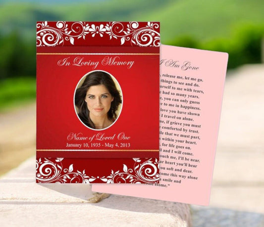 Ruby Small Memorial Card Template - The Funeral Program Site