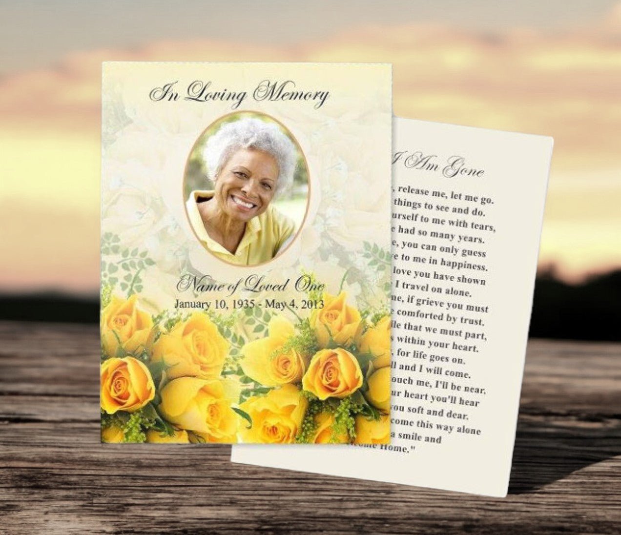 Saffron Flat Memorial Card Template - The Funeral Program Site