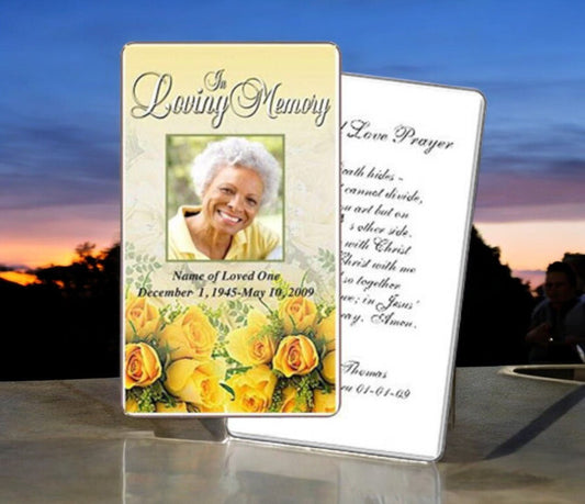 Saffron Prayer Card Template - The Funeral Program Site