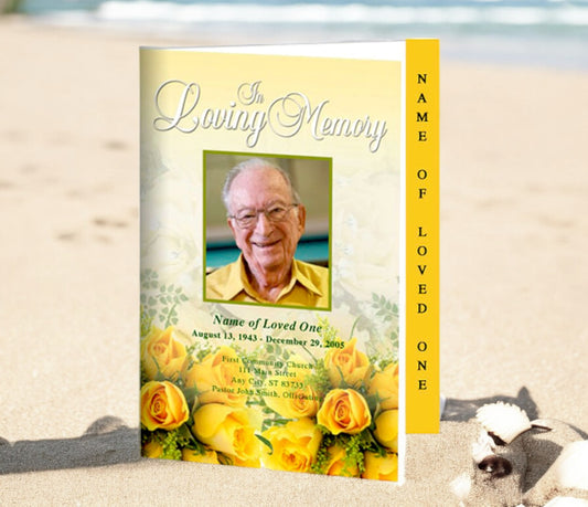 Saffron 4-Sided Graduated Funeral Program Template