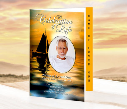 Sailboat 4-Sided Graduated Funeral Program Template