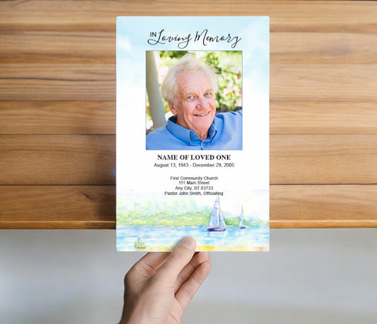 Sailing  Watercolor Funeral Program Template