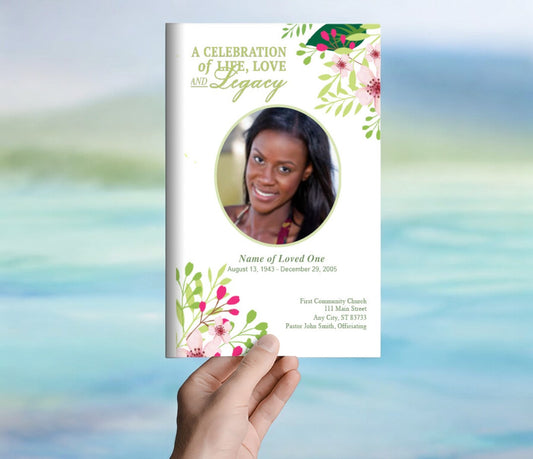 Samantha Watercolor Funeral Program Template