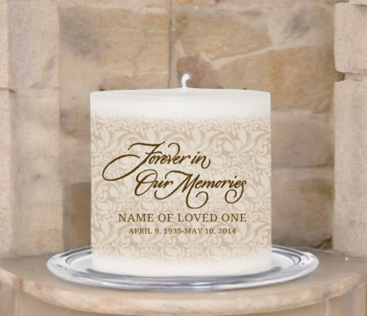 Sandstone Personalized Small Wax Memorial Candle - The Funeral Program Site