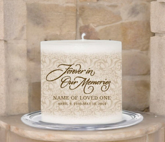 Sandstone Personalized Small Wax Memorial Candle - The Funeral Program Site