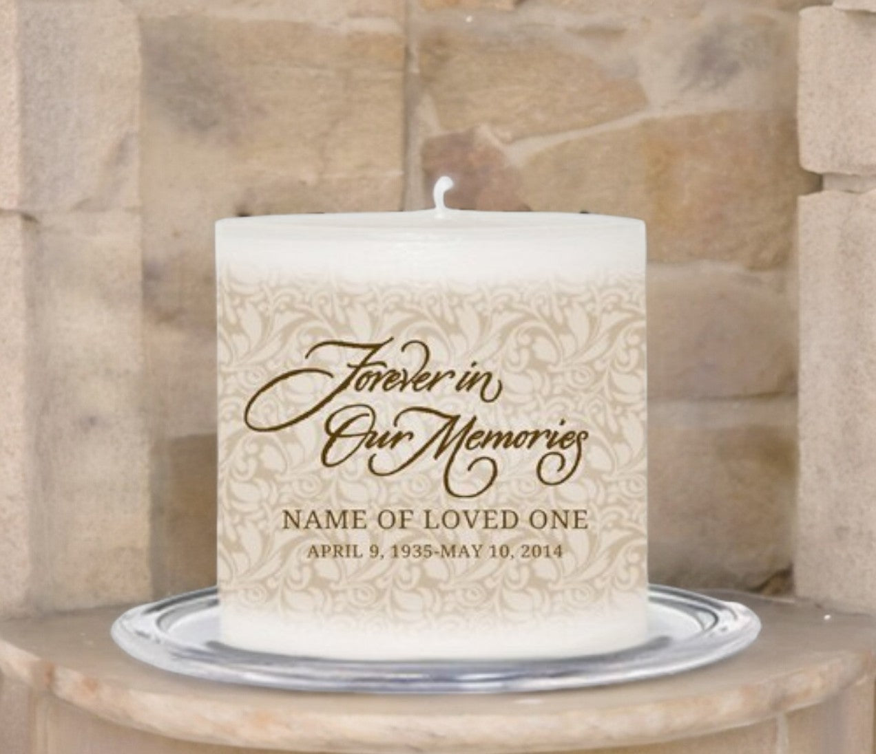 Sandstone Personalized Small Wax Memorial Candle