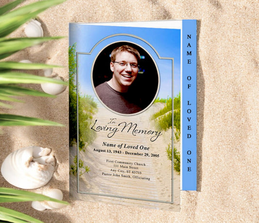 Sand Dunes 4-Sided Graduated Funeral Program Template