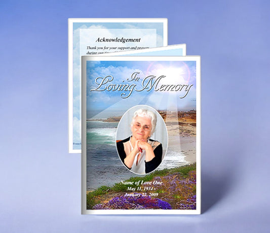 Seascape Small Memorial Card Template