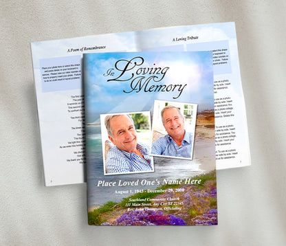 Seascape Funeral Booklet Template - The Funeral Program Site