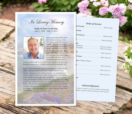 Seascape Funeral Flyer Template - The Funeral Program Site