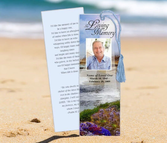 Seascape Memorial Bookmark Template - The Funeral Program Site