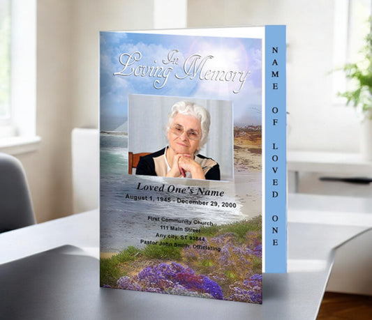 Seascape 4-Sided Graduated Funeral Program Template