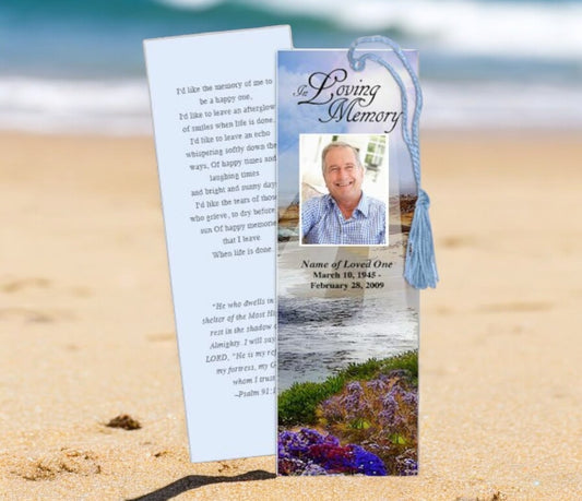 Seascape Memorial Bookmark Template