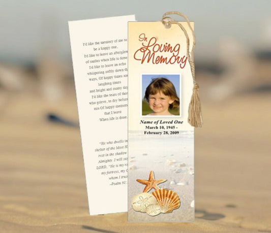 Seashore Memorial Bookmark Template - The Funeral Program Site