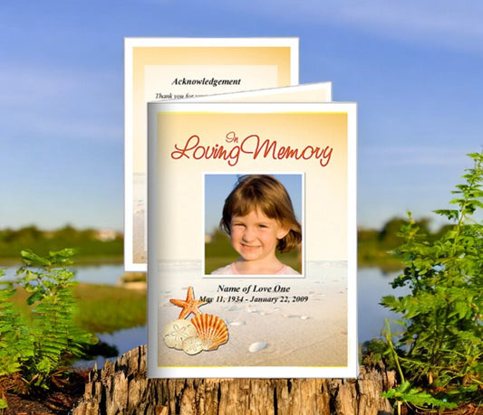 Seashore Small Memorial Card Template