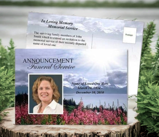 Seasons Funeral Announcement Postcard Template - The Funeral Program Site