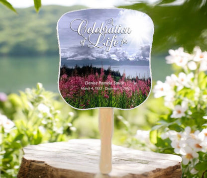 Seasons Cardstock Memorial Fan With Wooden Handle (Pack of 10)