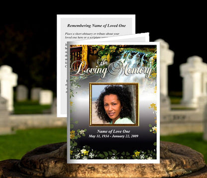 Serene Small Memorial Card Template - The Funeral Program Site