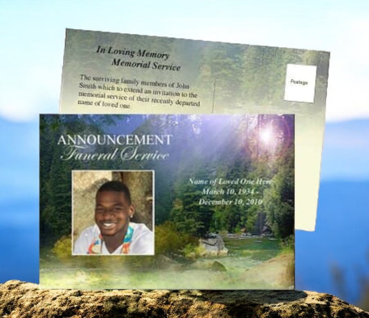 Serenity Funeral Announcement Postcard Template