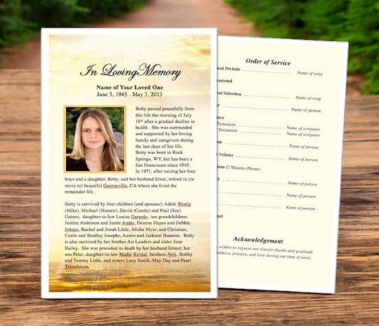 Shine Funeral Flyer Template - The Funeral Program Site