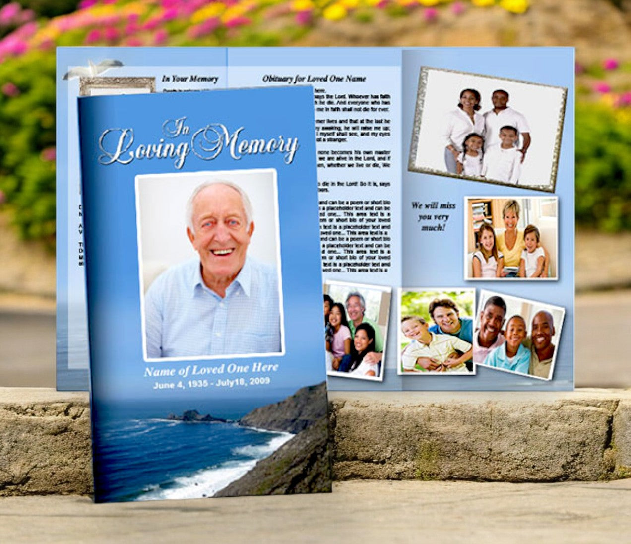 Shoreline Trifold Funeral Brochure Template