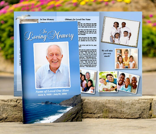 Shoreline Trifold Funeral Brochure Template