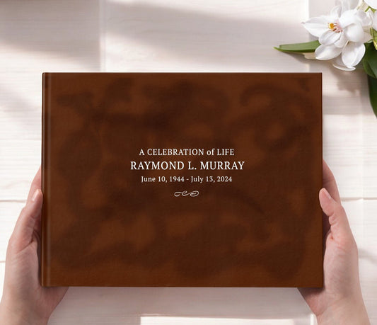 Simple Swirl Faux Leather Funeral Guest Book - The Funeral Program Site