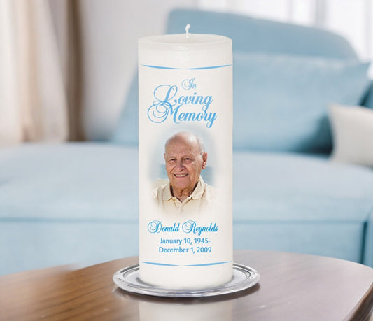 Simple Personalized Wax Pillar Memorial Candle