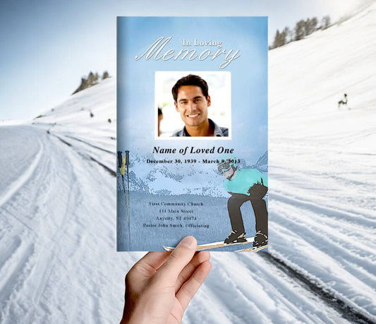 Skiing Funeral Program Template