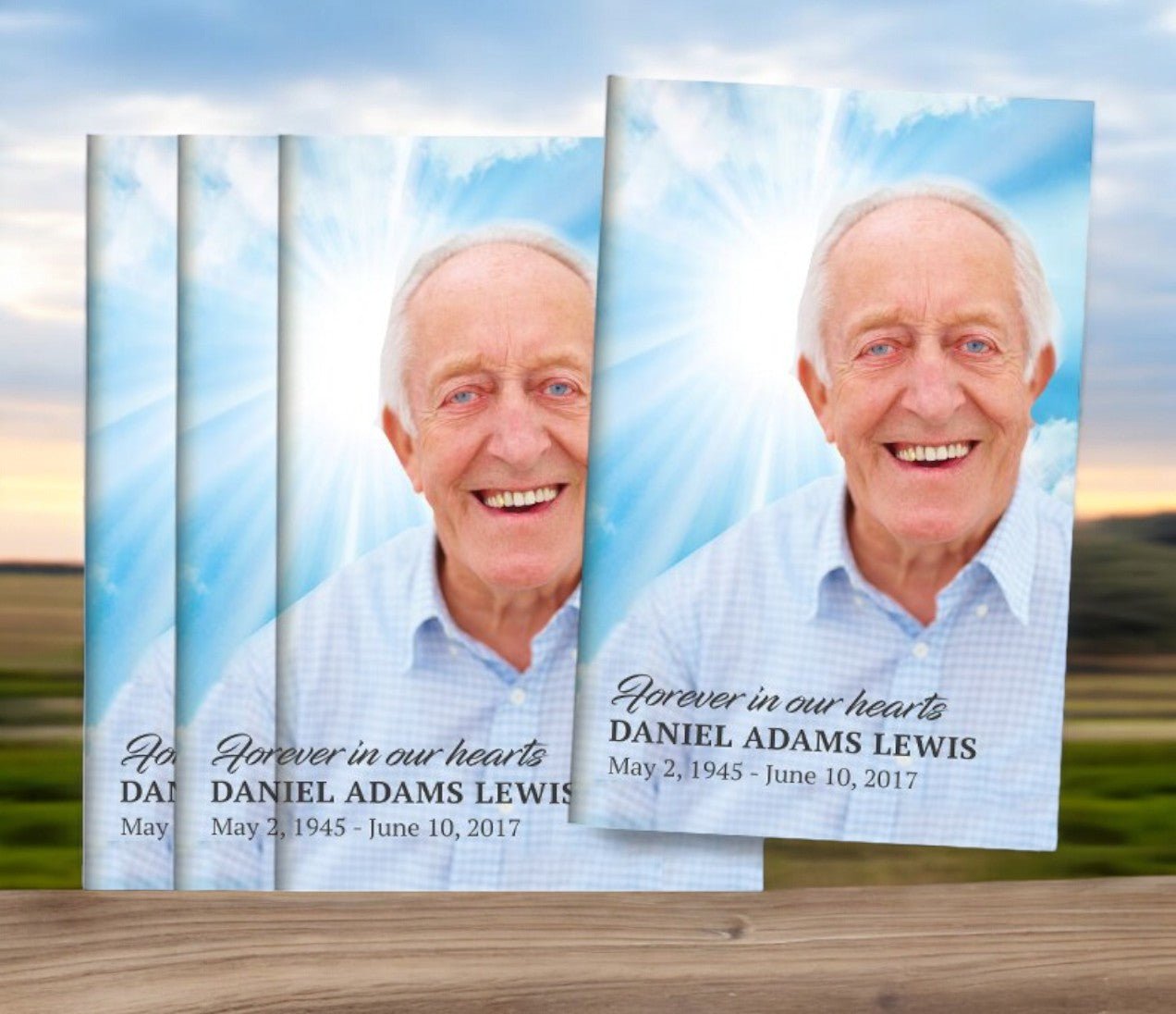 Sky Glow Bifold Funeral Program Design & Print (Pack of 50) - The Funeral Program Site