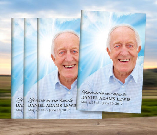 Sky Glow Bifold Funeral Program Design & Print (Pack of 50)