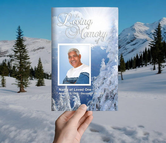 Snowcaps Funeral Program Template - The Funeral Program Site