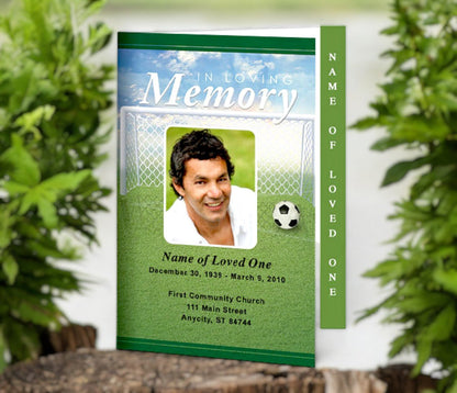 Soccer 4 - Sided Graduated Funeral Program Template - The Funeral Program Site