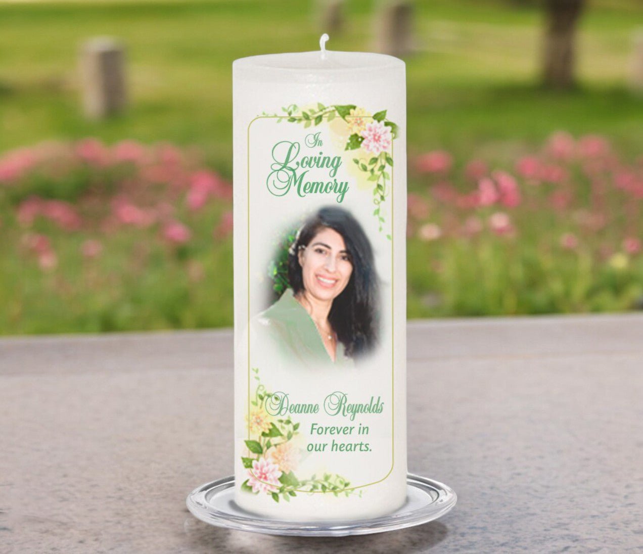 Somerset Personalized Wax Pillar Memorial Candle - The Funeral Program Site