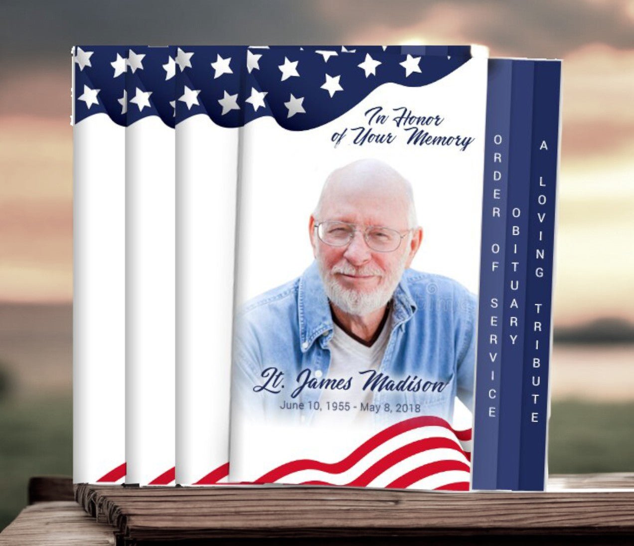 Spangled 8 - Sided Graduated Funeral Program Design & Print (Pack 50) - The Funeral Program Site