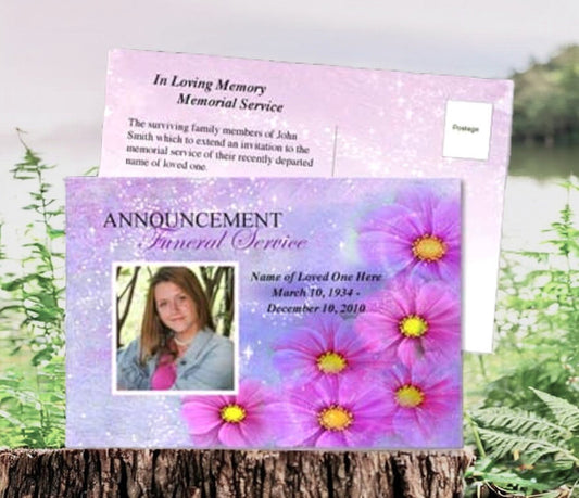 Sparkle Funeral Announcement Template - The Funeral Program Site