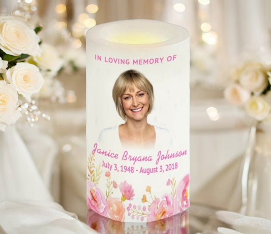 Springtime Personalized Flameless LED Memorial Candle