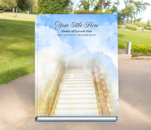 Stairway Perfect Bind Memorial Funeral Guest Book - The Funeral Program Site