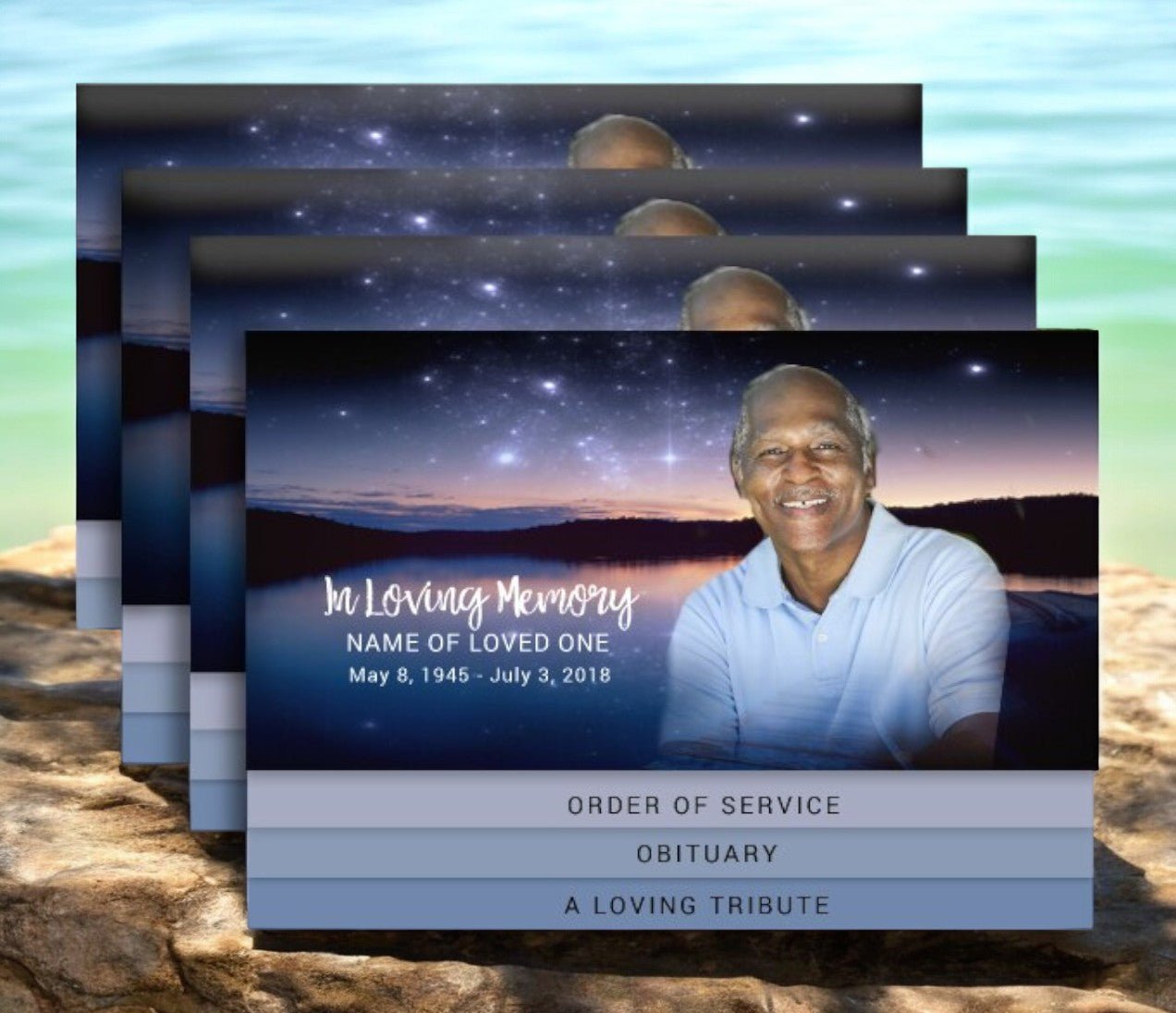 Starlight 8 - Sided Graduated Bottom Program Design & Print (Pack of 50) - The Funeral Program Site