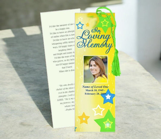 Starry Memorial Bookmark Template - The Funeral Program Site